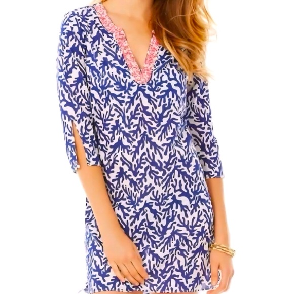 Women’s LILLY PULITZER Courtney Tunic Navy dress/resort wear. Size Medium - Picture 1 of 8